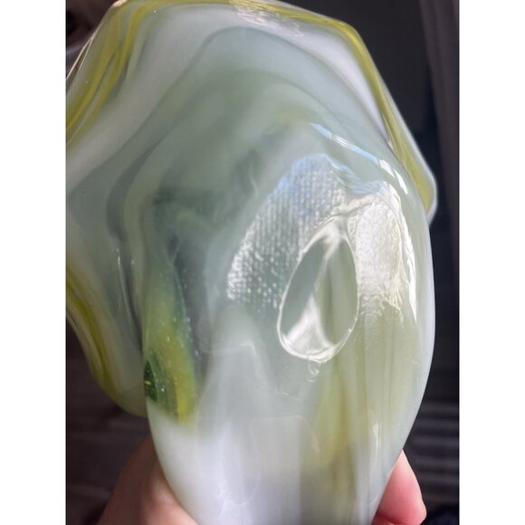 Vtg Art Glass Sooner Murano Style Swan Scalloped 6 Prong Small Beak Hand Blown - Picture 4 of 16